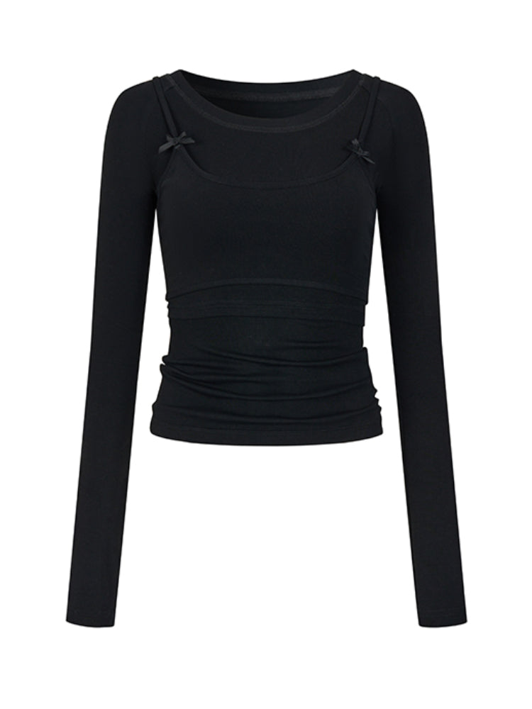 Butterfly Bow Vest & Base Layer T-Shirt Long-Sleeve Set - CHINASQUAD