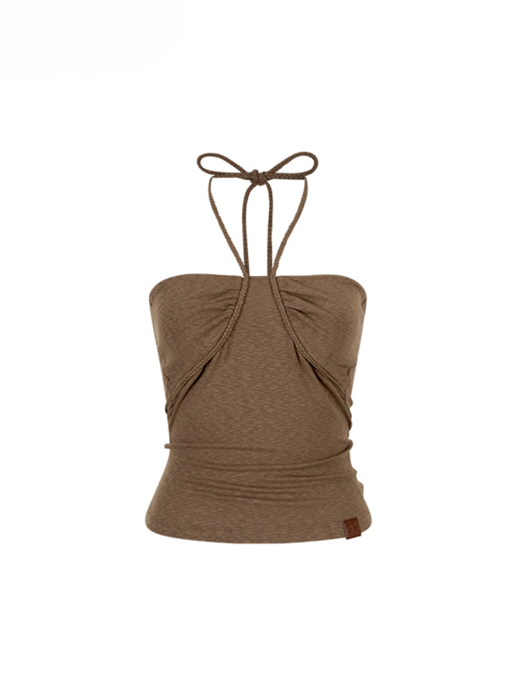 Pleated Rope-Hanging Fitted Bandeau - CHINASQUAD