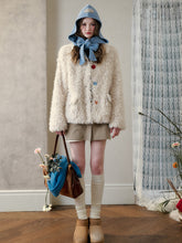 Cream Strawberry Gray-Blue Fur Jacket - CHINASQUAD