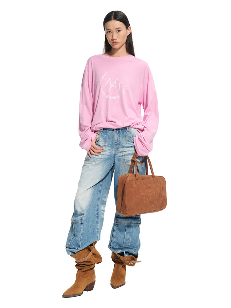 Washed Twill Denim Whisker Wide-leg Jeans - CHINASQUAD