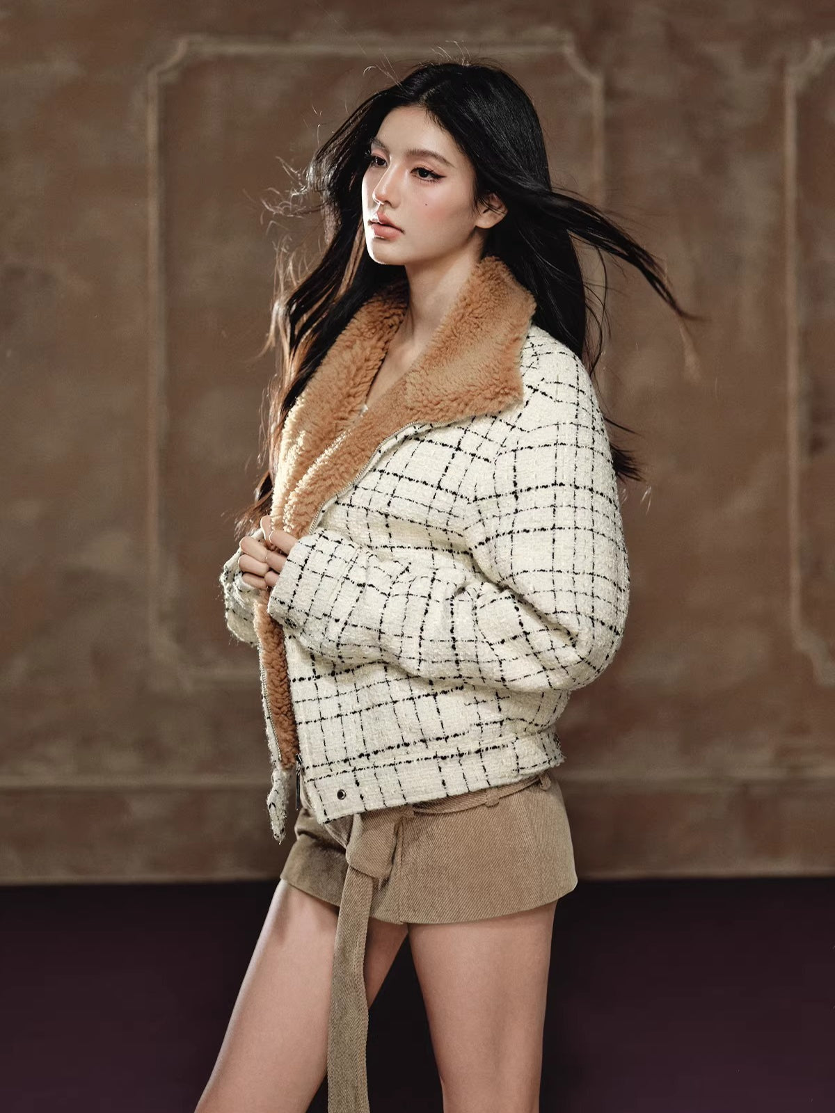 Corduroy Low-Rise Wide Belt Mini Skirt