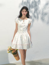 Puff Sleeve Printed Waist - cinching Dress - CHINASQUAD