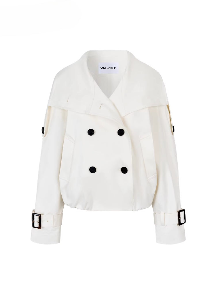 Stand-Collar Pleated Trench Jacket - CHINASQUAD