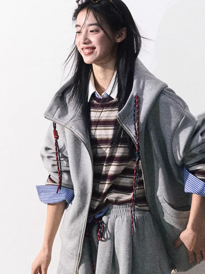 Miu-Inspired Varsity Sweatshirt & Skirt Set