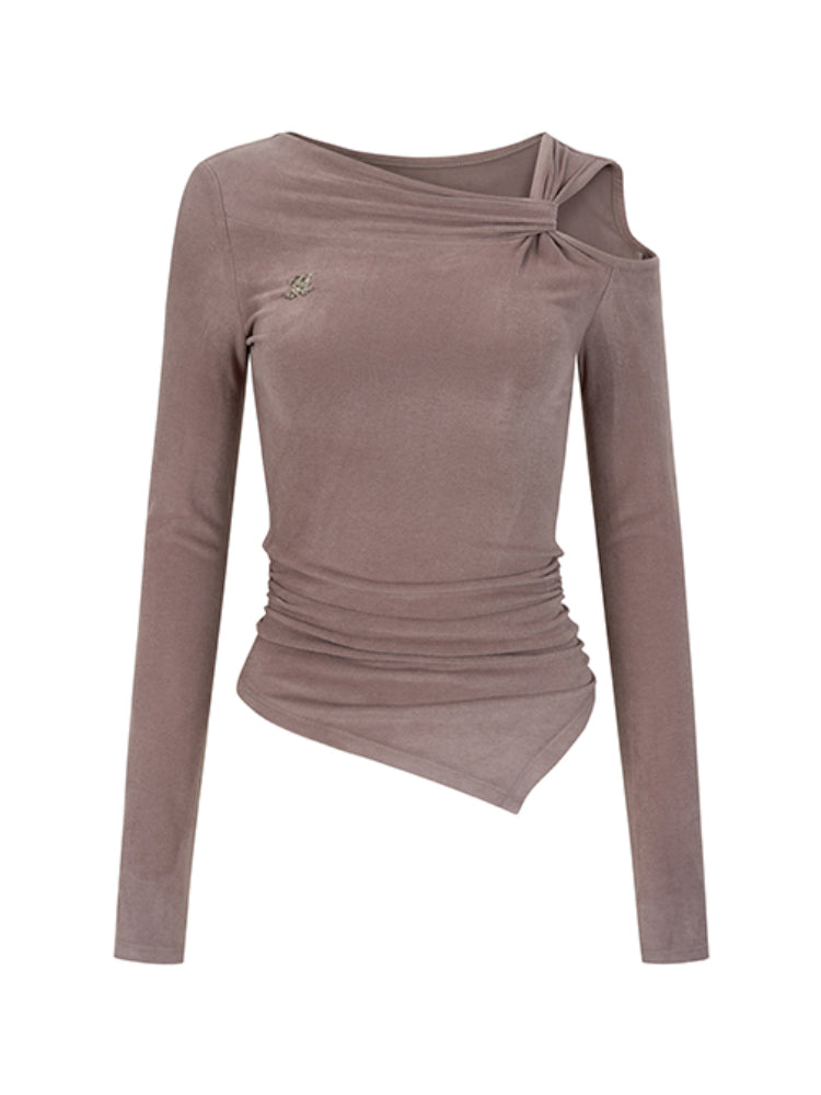 Shoulder Cutout Asymmetric Fitted T-shirt - CHINASQUAD