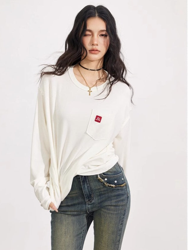 Embroidered Raw Edge T-shirt - CHINASQUAD