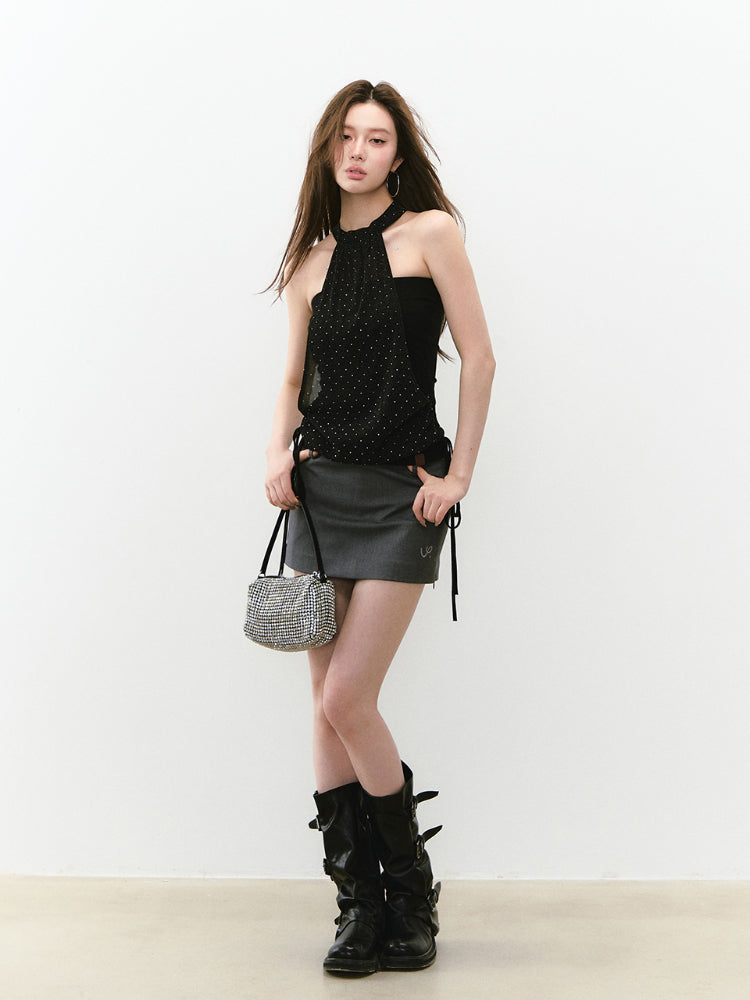 Strapless Halter Shimmery Mesh - Spliced Vest - CHINASQUAD