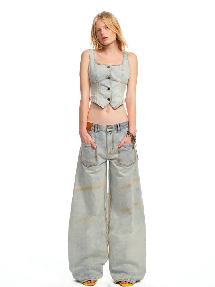 Washed Reversed - Pocket Jeans - CHINASQUAD