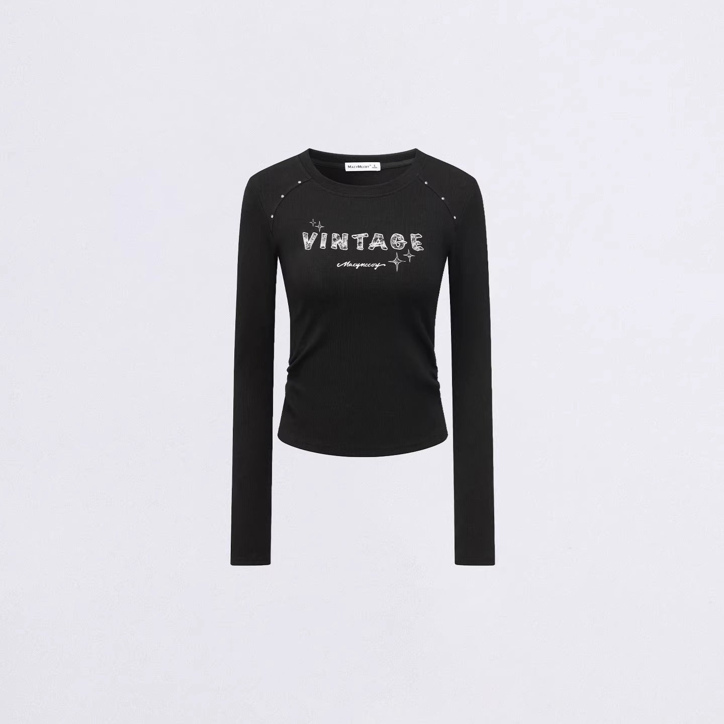 Letter-Print Slim-Fit Long-Sleeve T-Shirt