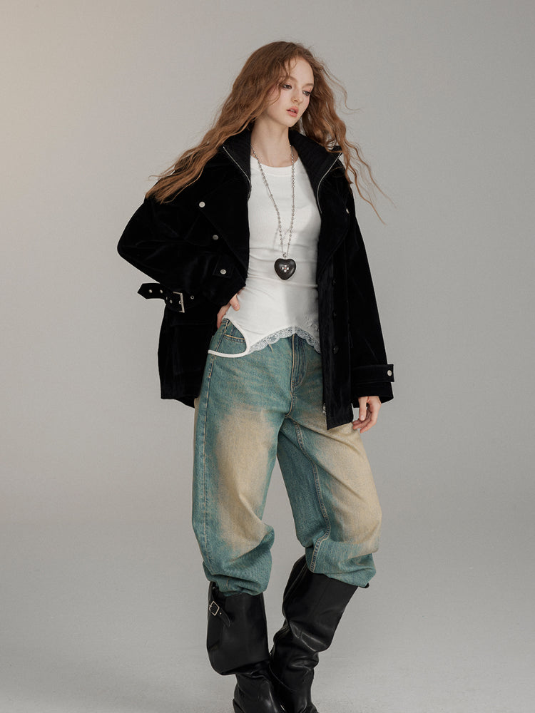 Washed Distressed Vintage Loose-Fit Denim Jeans - CHINASQUAD