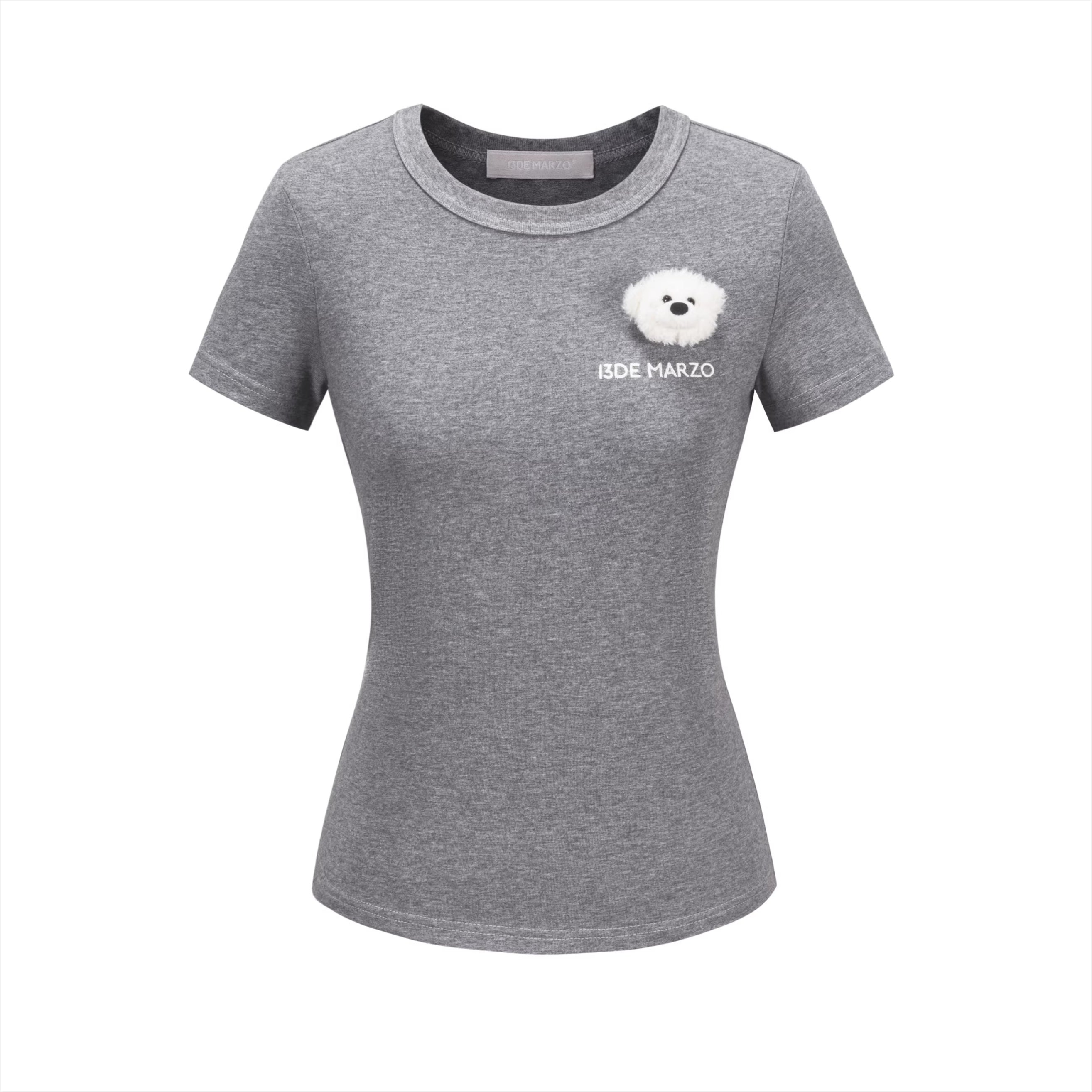 Bear Motif Fitted Cotton Tee