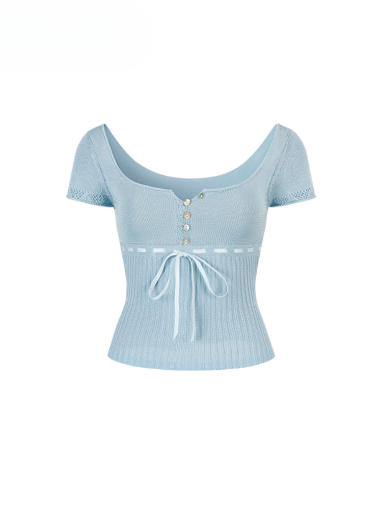 Bowknot Lyocell Knit T-shirt - CHINASQUAD