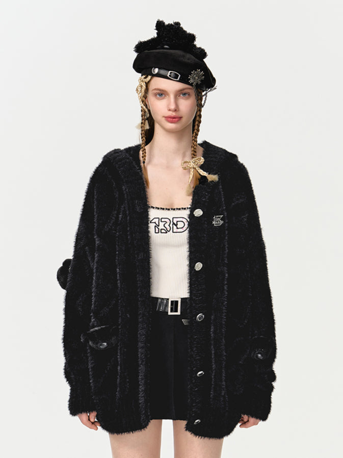 Fuzzy Weave Knit Cardigan - CHINASQUAD