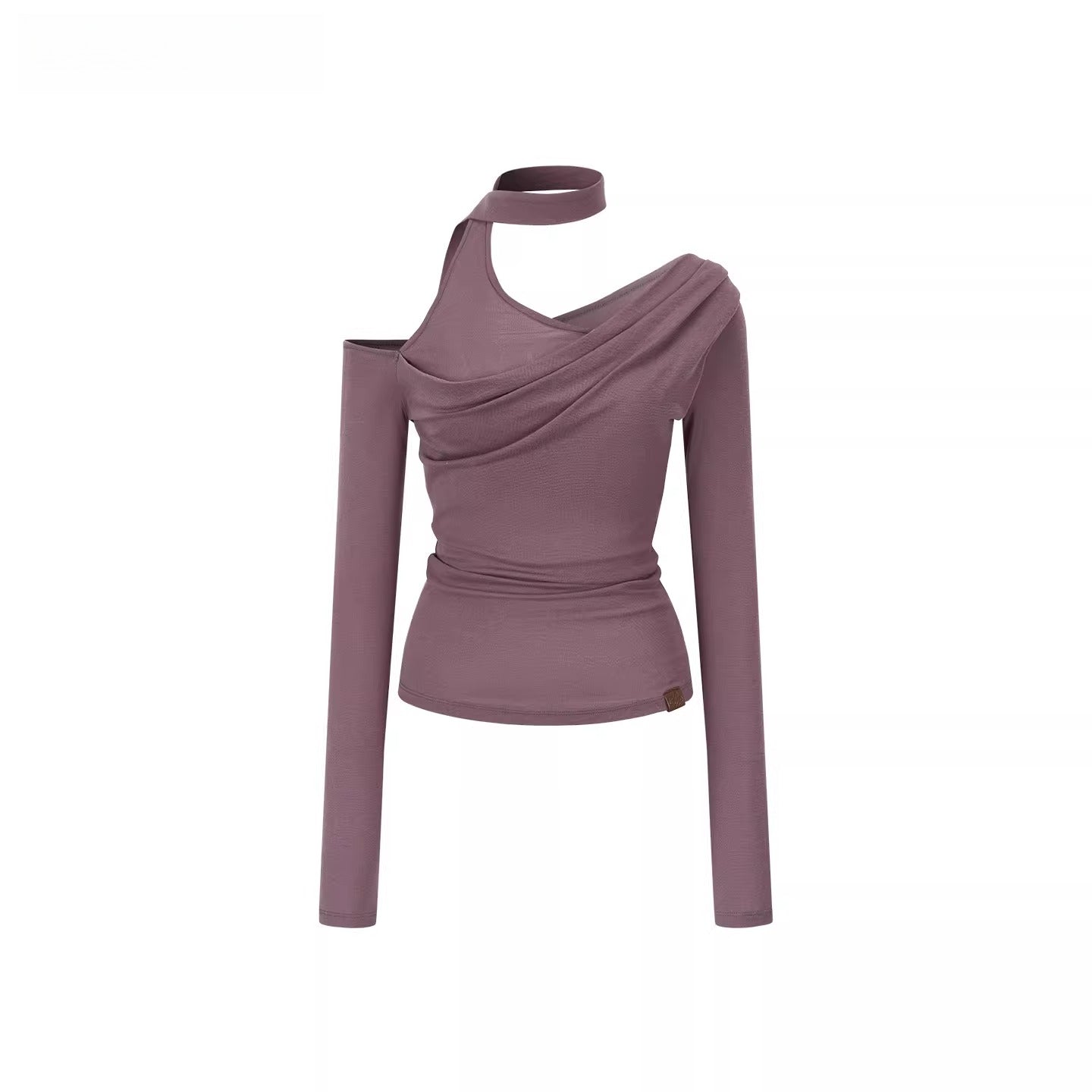 Asymmetric Off-Shoulder Knit T-Shirt