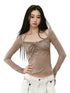 Lace Panel Beaded Acetate T-shirt - CHINASQUAD