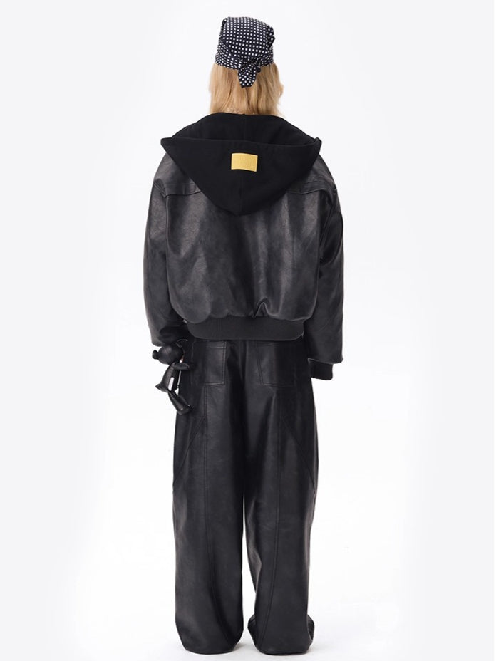 Faux Leather Straight-Leg Pants