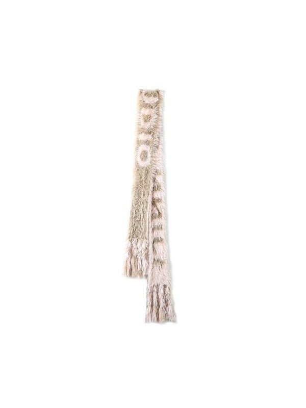 Letter Tassel Mink Fur Embossed Scarf - CHINASQUAD