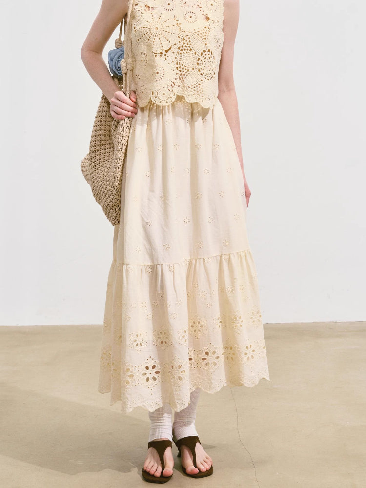 Hollow Lucky Flower Crochet Top & Skirt Set - CHINASQUAD