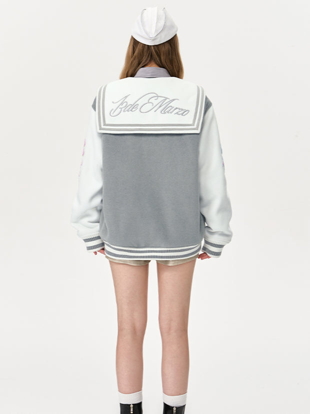 Blue & Gray Mermaid Baseball Jacket - CHINASQUAD