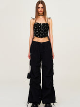Drawstring Wide-Leg Cargo Workout Pants - CHINASQUAD