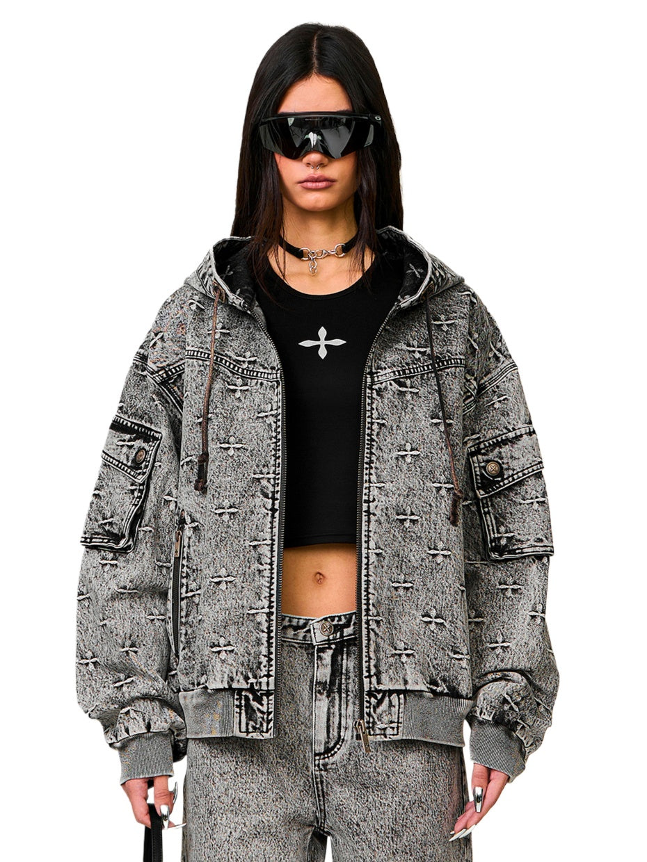 Garden Oversized Denim Hoodie - CHINASQUAD