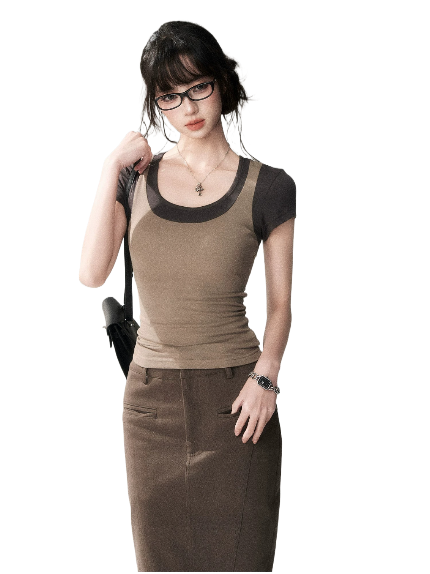 Contrast Trim Fitted Short Sleeve Tee