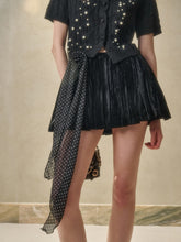 Velvet Floral Pleated Skirt - CHINASQUAD