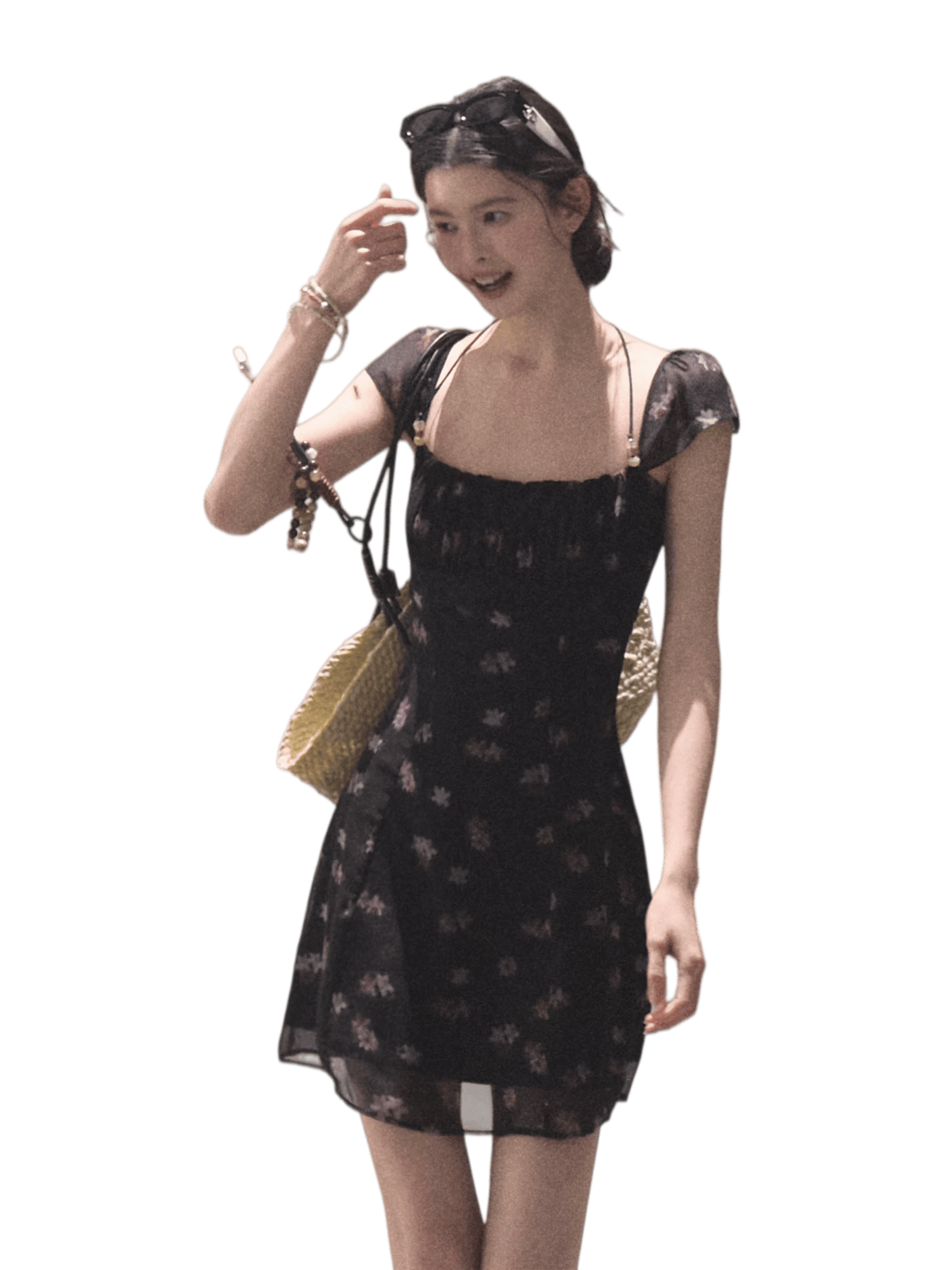 Moonlit Beaded Halter Waist-Cinched Dress