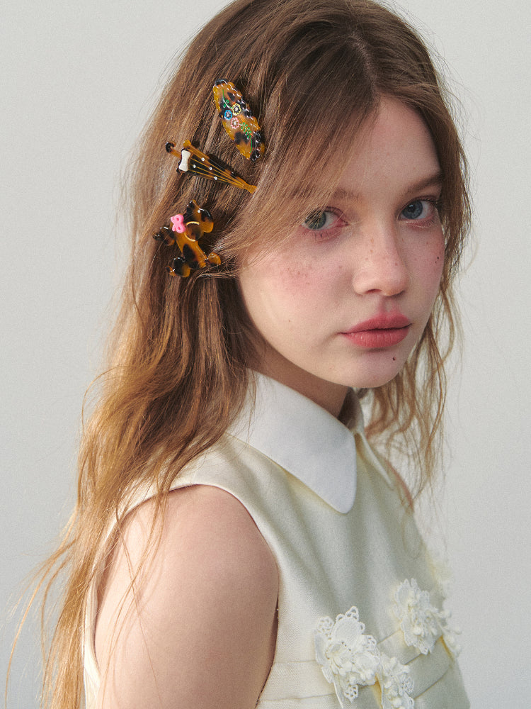 Tortoiseshell-colored Acetate Hair Clip - CHINASQUAD