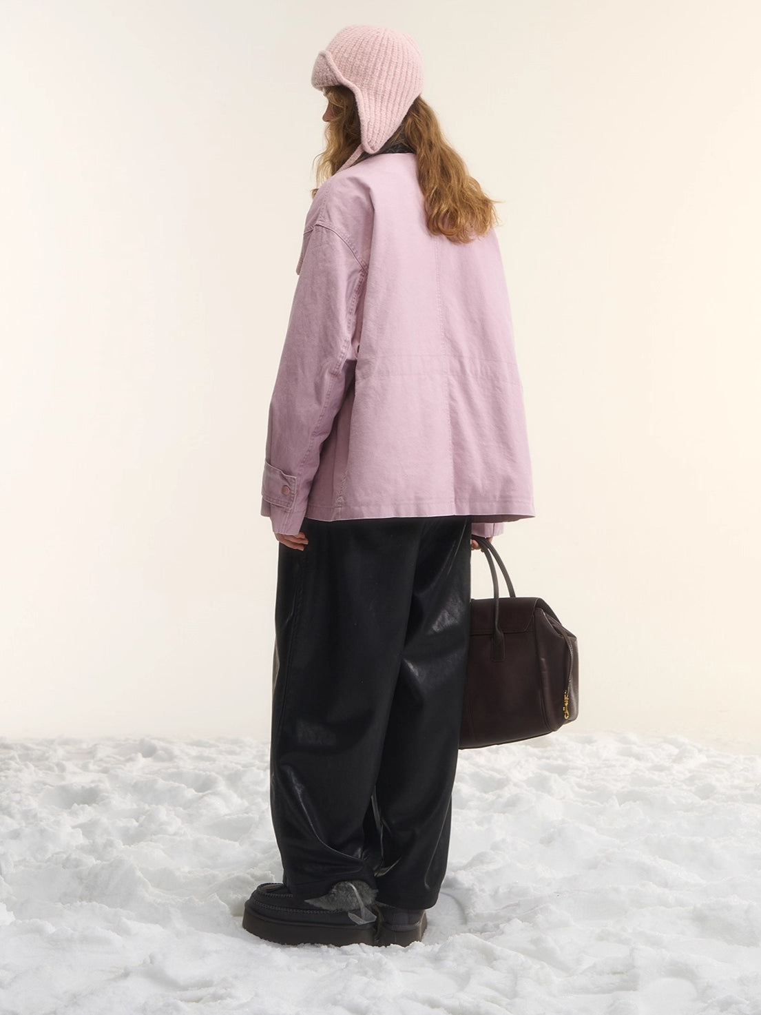 Panelled Slimming Black Curved-Leg Pants