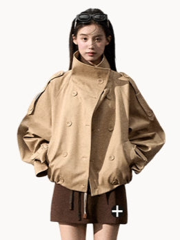 Double-Breasted Short Trench Jacket