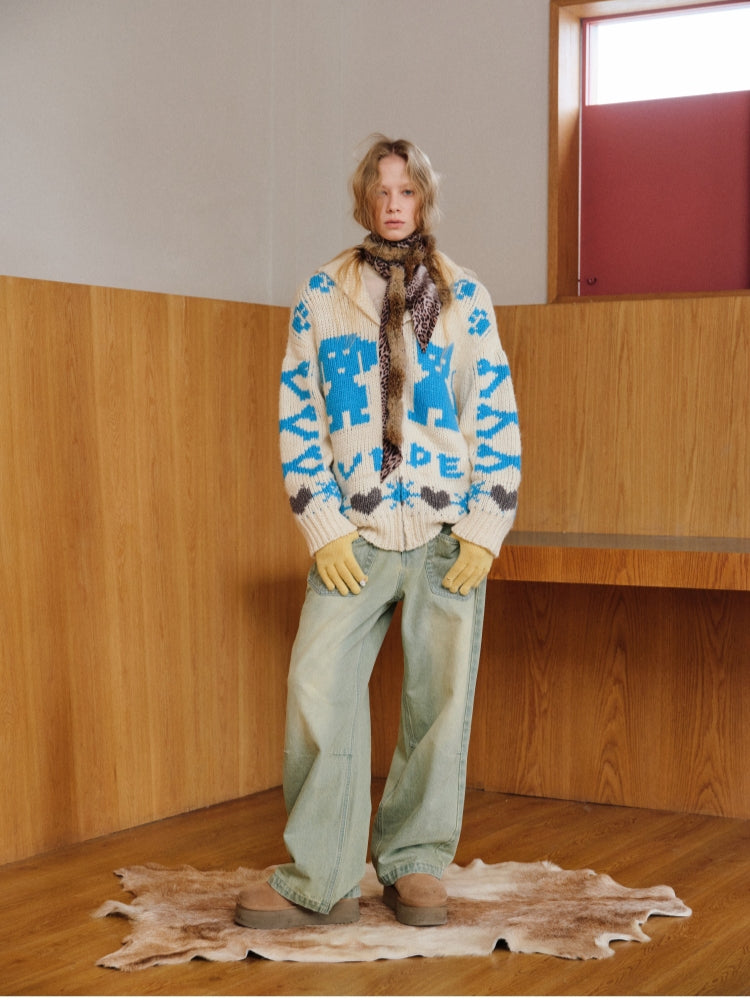 Distressed Washed Green Wide-Leg Jeans - CHINASQUAD