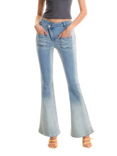 Gradient Mid-waist Washed Flared Pants - CHINASQUAD