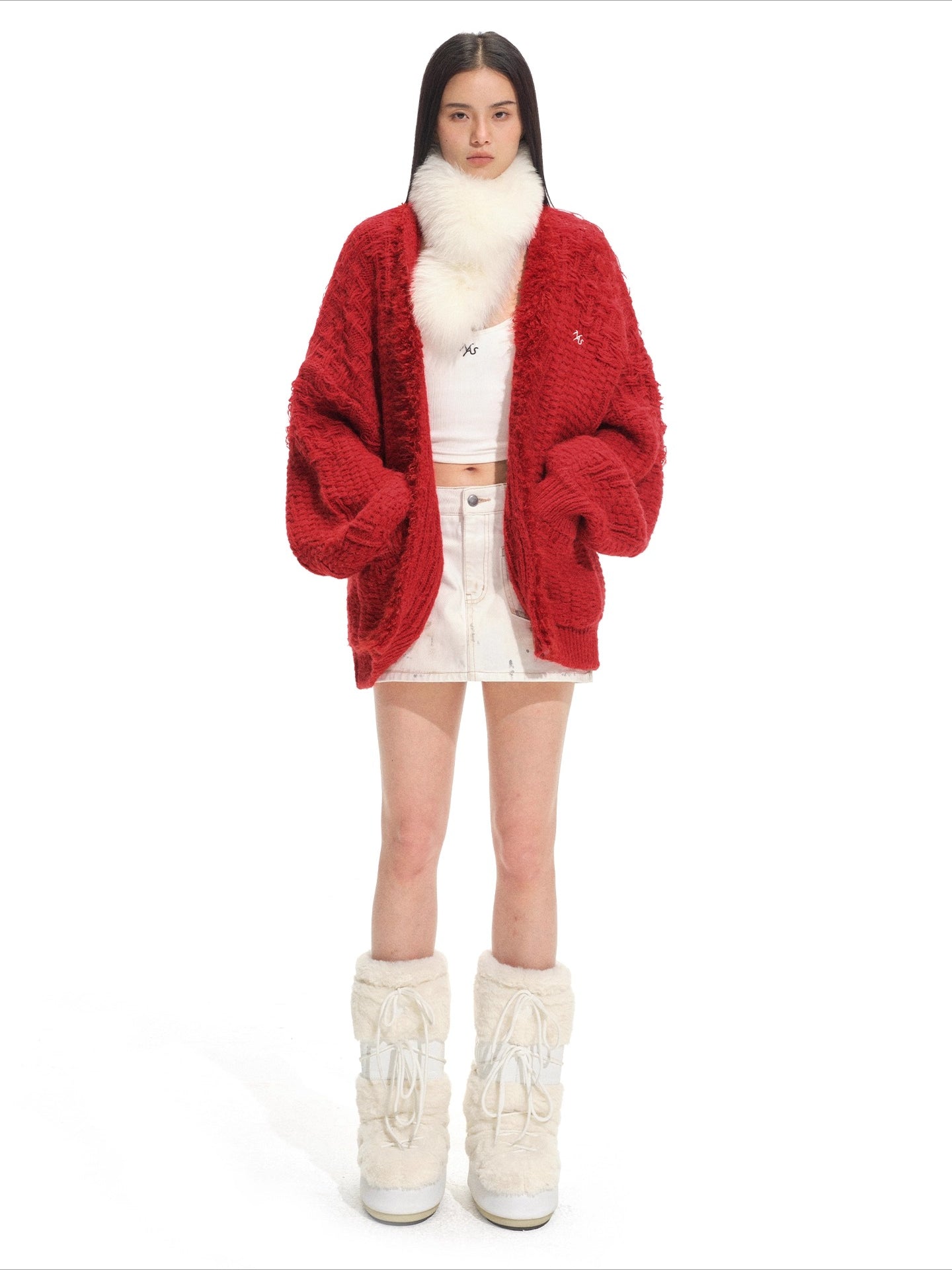 Polar Fur-Trimmed Knit Cardigan