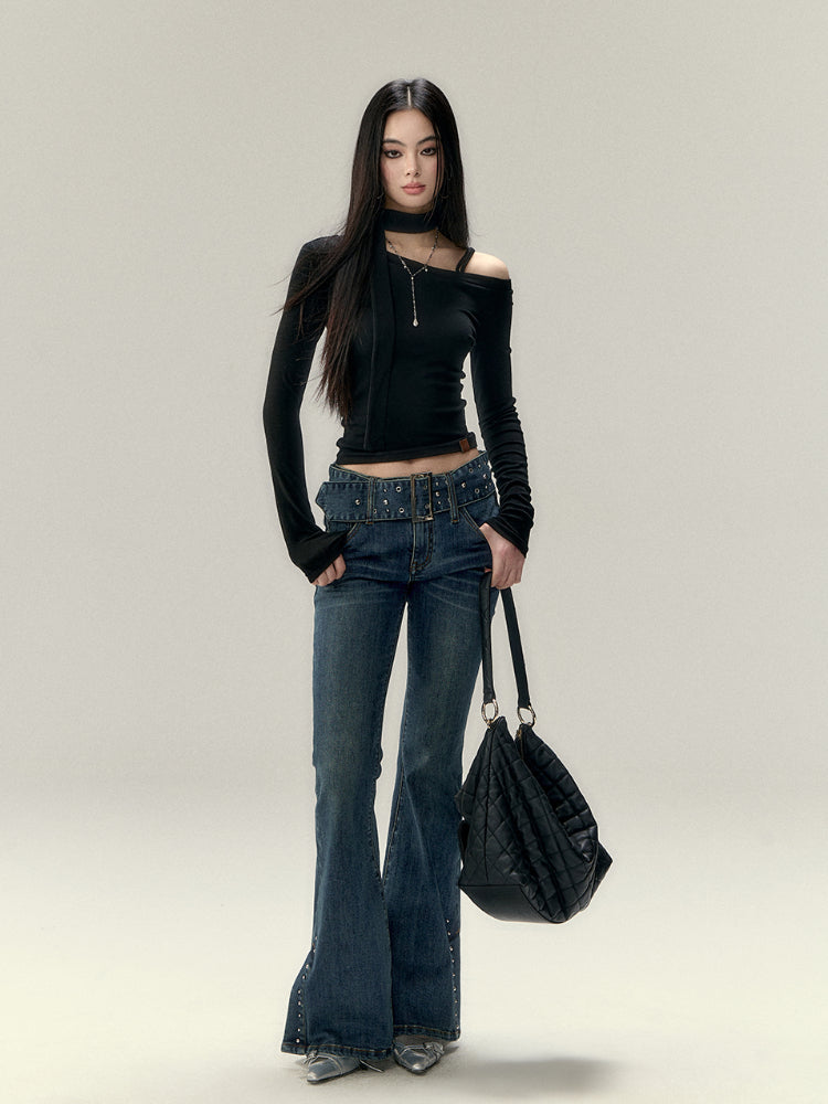 Stretch Slim Fit Flared Jeans - CHINASQUAD