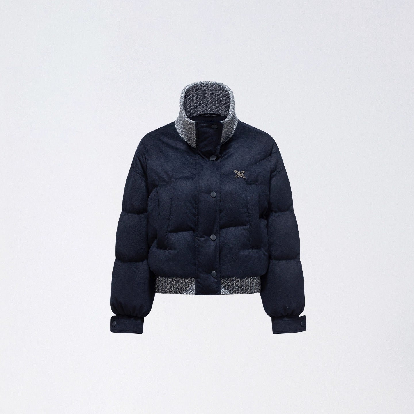 Wool-Blend Knit Spliced Down Jacket - CHINASQUAD