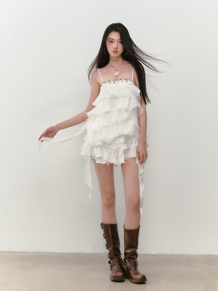 Ribbon-Strap Cake Top & Skirt Set - CHINASQUAD