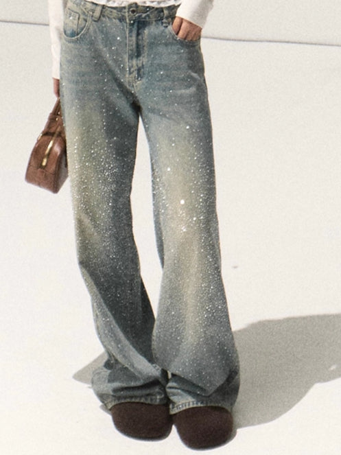 Washed Cotton Straight-Leg Jeans