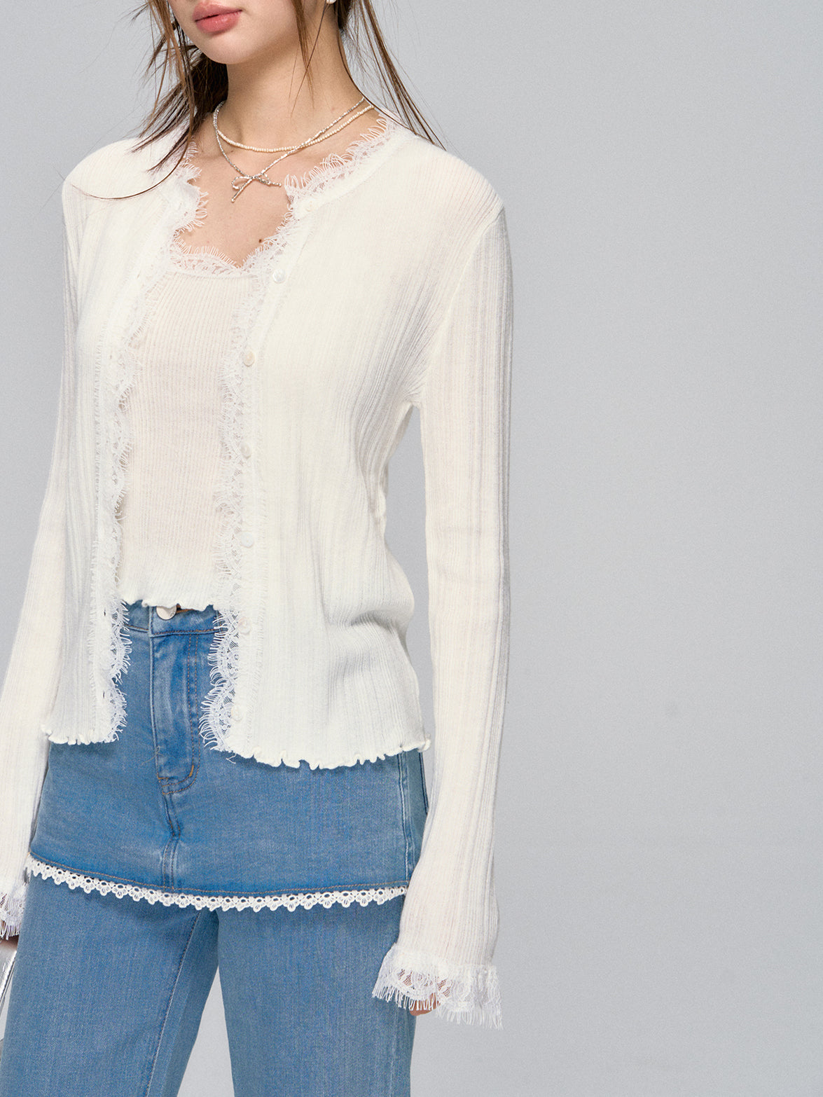 Lace Knit Cardigan Set - CHINASQUAD