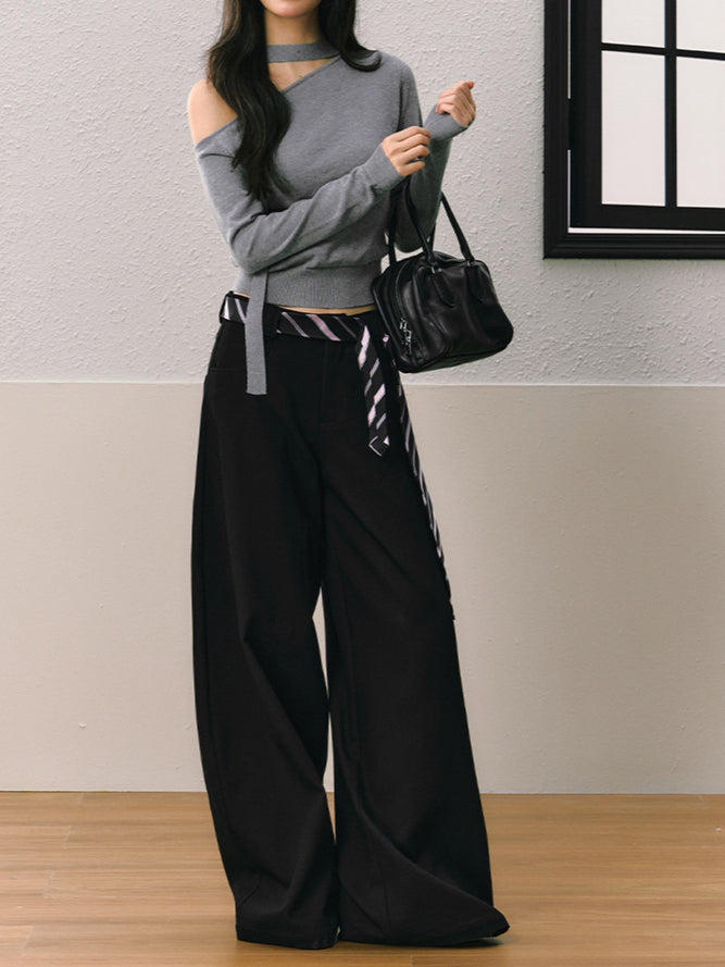 Black Wide-Leg Pants - CHINASQUAD