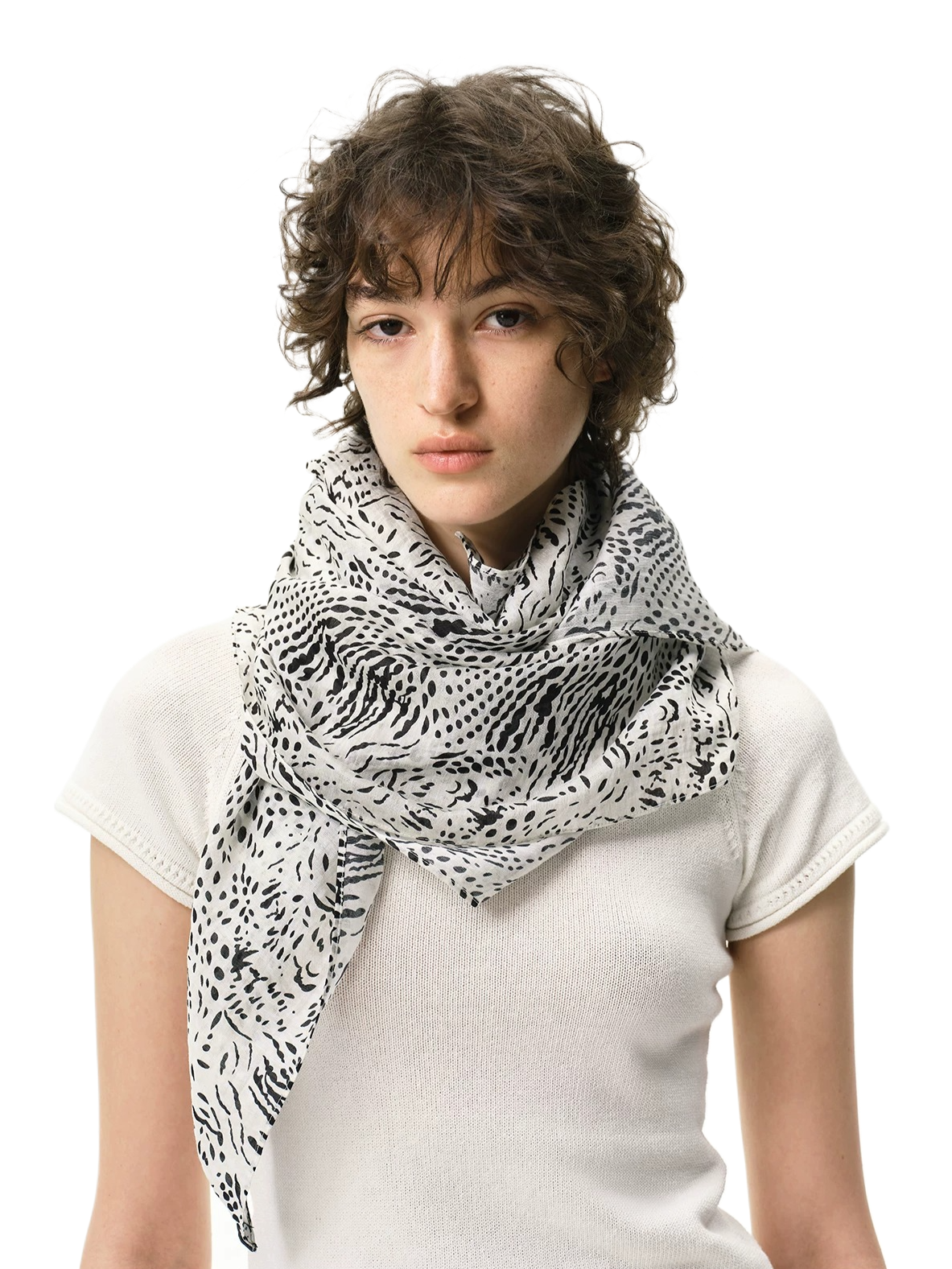 Lyocell Textured Zebra Leopard Print Scarf