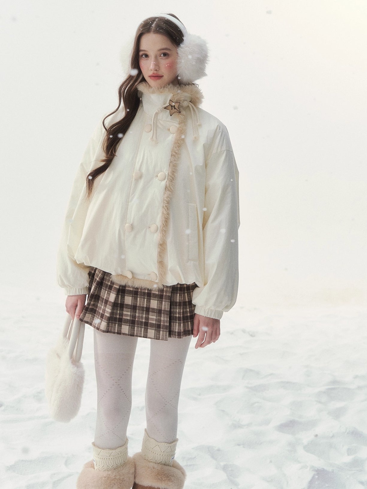 White Starry Birch Duck Down Jacket