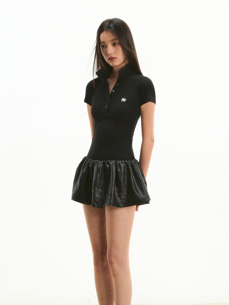 Color-block Polo Airy Dress - CHINASQUAD