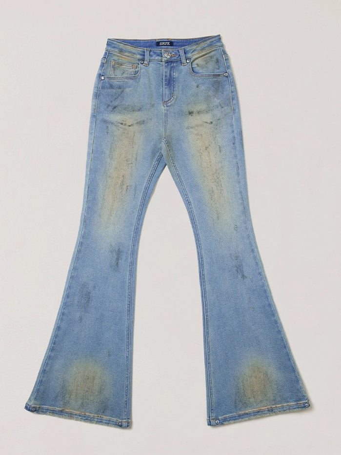 Desert Storm Hand-Painted Flared Jeans