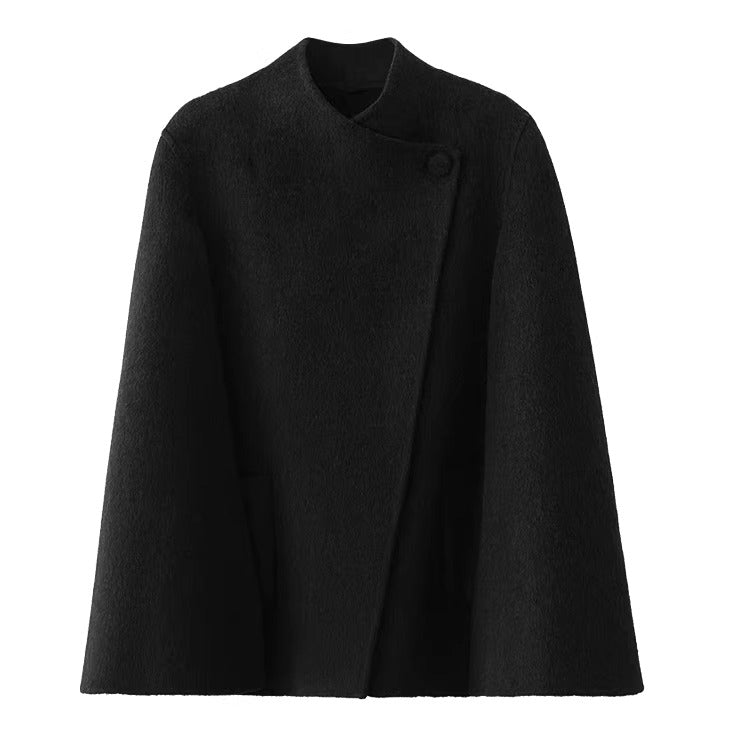 A-Line Cape-Style Double-Faced Wool Jacket