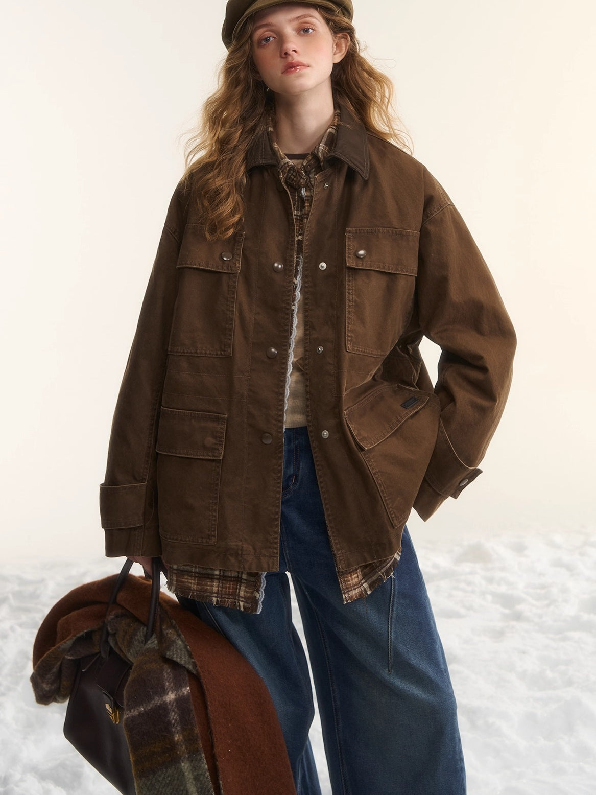 Duck Down Cinched-Waist Puffer Jacket