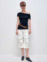 Slanted Shoulder Strap Short-Sleeve T-shirt - CHINASQUAD