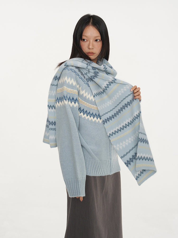 Blue & Black Fair Isle Scarf - CHINASQUAD
