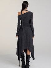 Waist-Cinched Irregular Hem Off-Shoulder Dress - CHINASQUAD