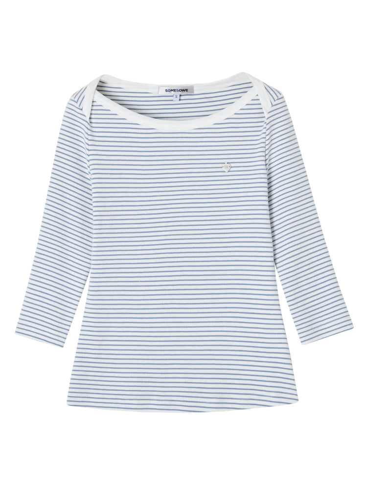 Envelope Neck Mid-sleeve Striped T-Shirt - CHINASQUAD